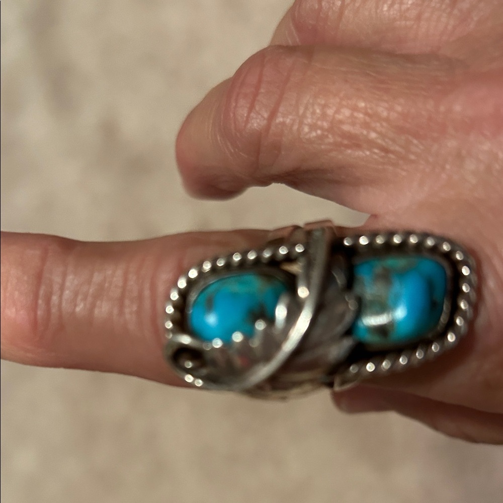 Silver and Turquoise Ring measures 6.75